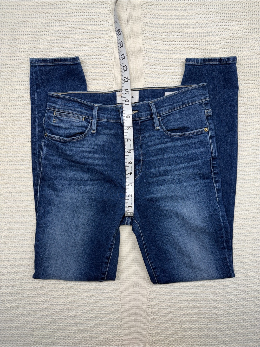 Frame Denim High-Rise Skinny Jeans - Dark Wash Blue - Picture 7 of 9